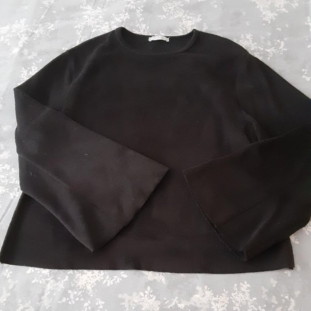 ZARA Black Velour Tunic with Flared Sleeves - M